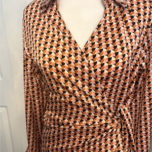 Geometric Patterned Wrap Dress